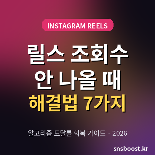 인스타그램 릴스 조회수 안 나올 때 해결법 2026 — 알고리즘 도달률 회복하는 7가지 실전 전략