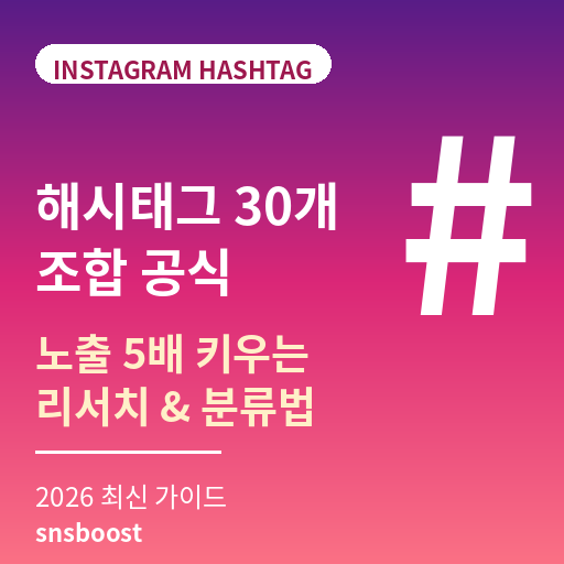 인스타그램 해시태그 30개 조합 공식 — 노출 5배 키우는 리서치 툴과 카테고리 분류법