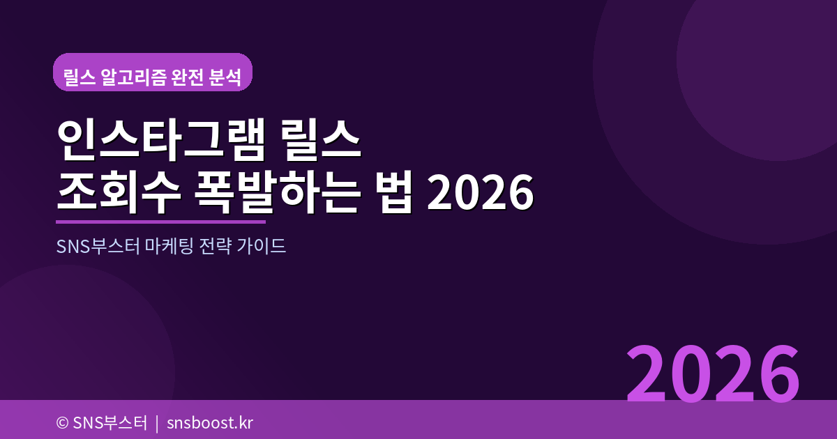 인스타그램 릴스 조회수 폭발하는 법 — 2026 알고리즘 완전 분석