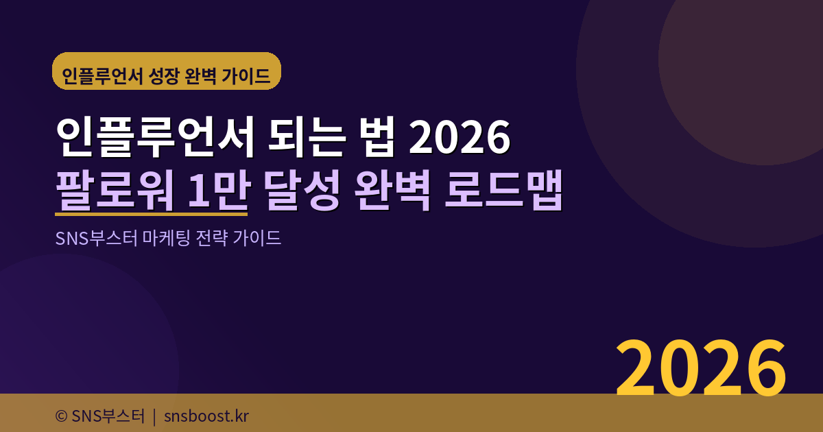 인플루언서 되는 법 2026 — 팔로워 1만 달성 완벽 로드맵